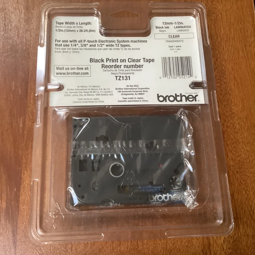 Brother TZ-121 P-touch Electronic Labeling System Tape 1/2” width (12mm)